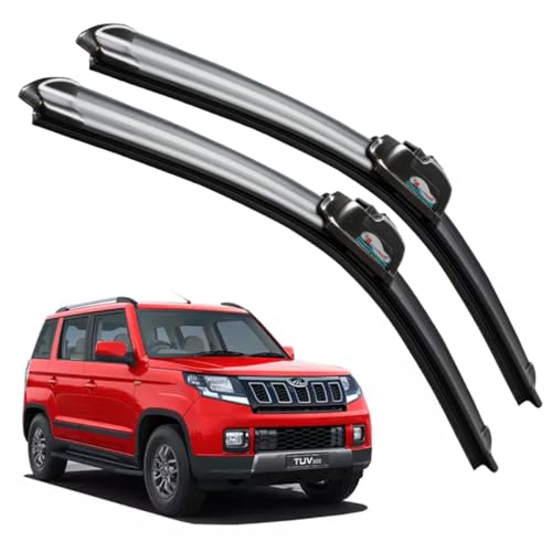 Image of Frameless Rubber Car Wiper Blades Set of 2 Compatible with (Mahindra TUV-300 (2017-2020) (D-20,P-19))