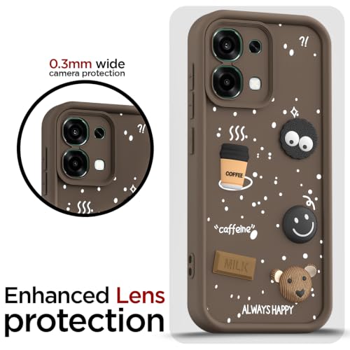 Image of Pikkme Back Cover for Oppo F31 5G / Oppo F33 5G | 3D Bear Silicone Cute & Fun Coffee Cartoon | Full Body Protection Bumper Case (Brown)