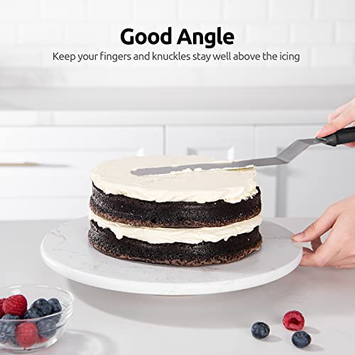 Image of Icing Spatula, U-Taste Offset Spatula Set with 6 inch, 8 inch, 10 inch Blade,Stainless Steel Angled Cake Decorating Frosting Spatula Set of 3 (Black)