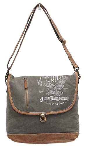 Myra Bags Bald Eagle Upcycled Canvas Messenger Bag S-09594