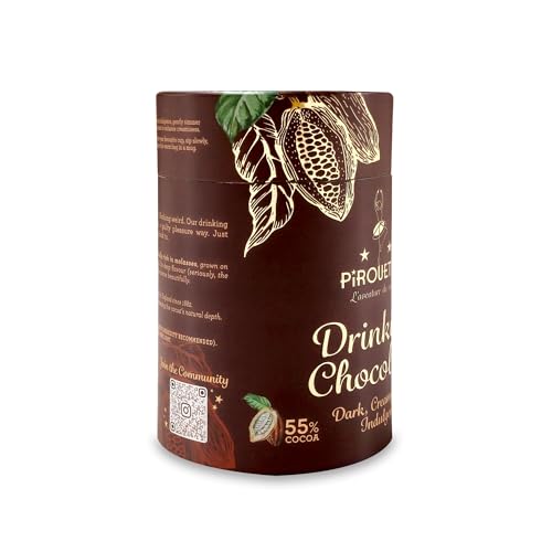 Image of Pirouette Drinking Chocolate | 55% Cocoa | Dark, Creamy & Indulgent | Premium Hot Chocolate Mix with Cocoa Butter, Unrefined Mauritius Dark Brown Sugar & Maldon Sea Salt | No Fillers No milk powder | 150g (6 x 25g Sachets) | Christmas Gifting