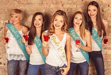 Miniatura 3 de CoolerthingsDG, con 8 bandas para despedida de soltera, 1 novia blanca, 7 bandas para niñas, despedida de soltera, despedida de soltera, boda,