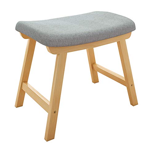 Taburete de madera maciza para dormitorio y tocador con funda lavable 4