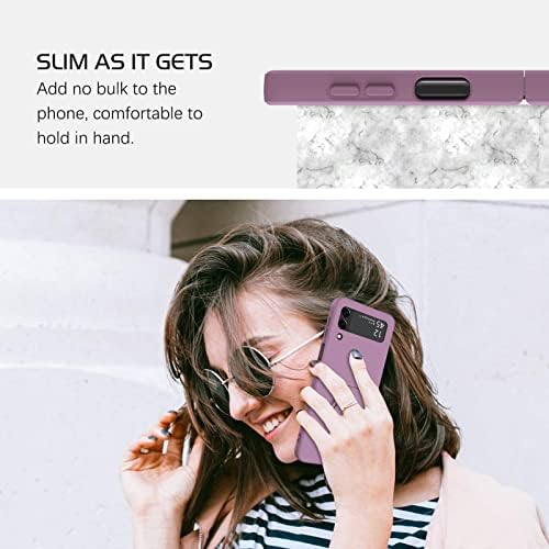 DOMAVER Samsung Z Flip 3 5G Case Slim Silicone 360°Ring Holder Kickstand Magnetic Soft Rubber Anti-Scratch Non-Slip Shockproof Protective Cover for Galaxy Z Flip 3 5G 6.7", Cherry Blossom Purple