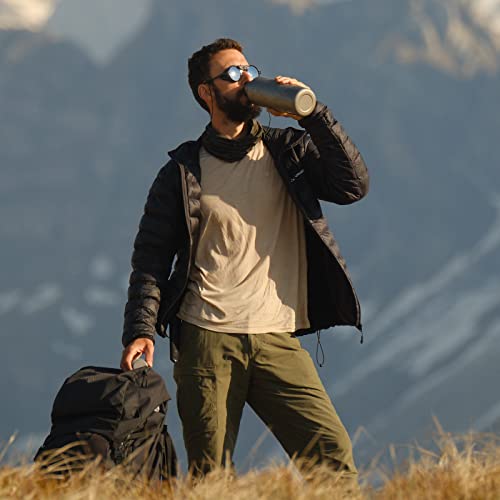 Botella de agua de titanio de montaña, cantimplora ultraligera con funda térmica 5
