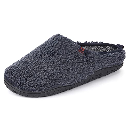 Bedroom Athletics Gyllenhaal Mule en sherpa pour homme avec doublure polaire de luxe Semelle en caoutchouc et mousse à mémoire de forme, Bleu marine délavé., 45/46 EU Cover
