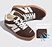 LUCKY STEP Women Classic Retro Gum Sole Fashion Sneakers Casual Tennis Skate Shoe Genuine Leather Walking Footwear Anti Slip Trainers(Dark Brown,7)