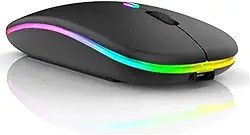 Mouse Sem Fio Recarregável Wireless Bluetooth Optico Led Rgb Colorido Ergonômico Usb 2.4 Ghz Notebook Computador Pc Desktop Linha Premium