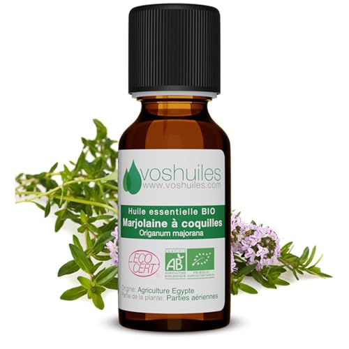 VOSHUILES.COM HUILES ESSENTIELLES & VEGETALES Huile Essentielle BIO de Marjolaine à coquilles - 20ml