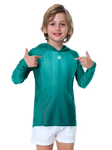 Image of AOBUTE Unisex Kids Long Sleeve Hoodie Rash Guard Boys UPF 50+ Swim Top with Thumb Hole 3-12 Years