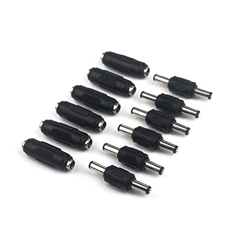 6 Pcs 5,5 x 2,1 mm DC Alimentation Coupleur Male vers Male Fiches de Genre Changeur Adaptateur+6pcs DC Adaptateur Jack Femelle ¨¤ Femelle 2.1x5.5mm connecteur pour cam¨¦ra Surveillance Cover