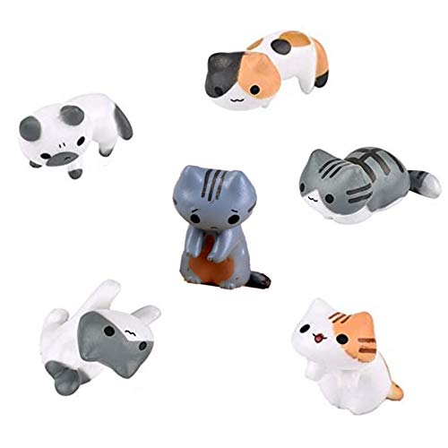Topflier 12 Pieces Cute Cat Figurine Cute Mini Kitty Decorations for Potted Plants Decorations and Cake Topper