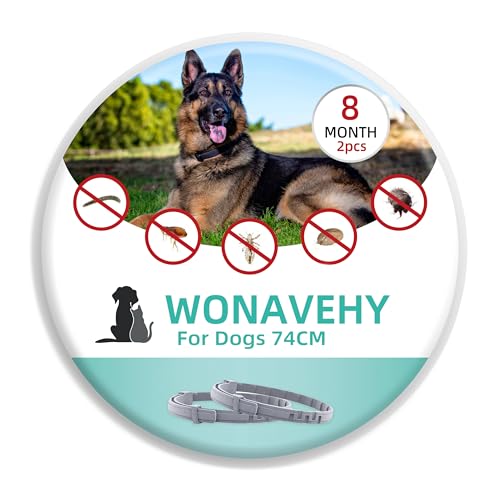 2 Collar contra Pulgas y Garrapatas para Perros 74CM Control Dog Collar Antipulgas 8 Meses de Protección Collares antiparasitarios, Antipulgas para Perros