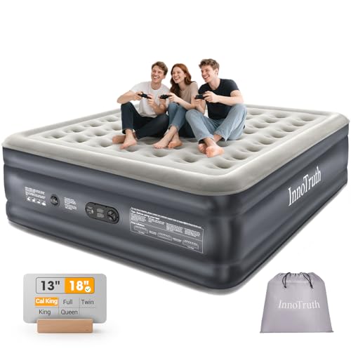 InnoTruth Cal King Size Air Mattress with Built in Pump, Famiy Choice Award Winner, Inflatable Mattress Ideal for Taller Person, 18