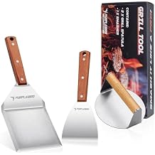 PURPLEBIRD Smash Burger Press Kit 3PCS Set, Stainless Griddle Spatulas Set with Professional Burger Smasher for Griddle, Heavy Duty Grill Press for Smash Burgers BBQ Grilling, for Men