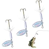 Stosts Spinnerbaits Fishing Lure, 3 Pieces Metal Fishing Baits Spinners with Rooster Tail, Spinning...