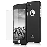 iPhone 7 case,MYRIANN Ultra Thin Full Body Coverage Protection Hard Slim Case with Tempered Glass Screen Protector for iPhone 7(Black)