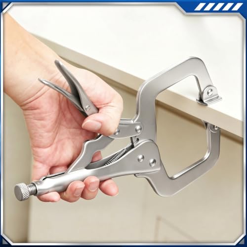 Image of Minatee 3 Pcs C Clamp Set, Pliers with Swivel Pads, 11 Inch, 14 and 18 Inch, Metal Tools Welding Clamps for Home Farm