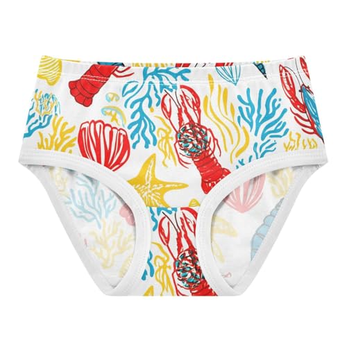 Colorful Lobsters Coral Starfish Toddler Girls Underwear 2t Cotton Little Girl Panties Bright Kids Briefs Undies