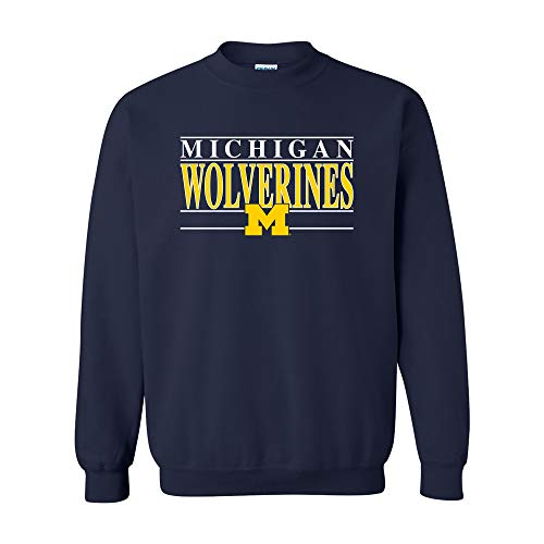 UGP Campus Apparel AW1219 - Michigan Wolverines Headline Crew Sweatshirt - Medium - Navy