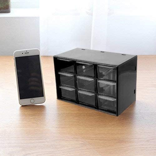 Image of 9 Grid Mini Plastic Acrylic Multipurpose Drawer Storage Box (BLACK)
