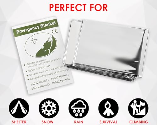 Image of DS. DISTINCTIVE STYLE 4 Pack Emergency Blanket, Thermal Blanket for Survival, Emergency Supplies Space Blanket Perfect for Outdoors, Hiking, Survival, Marathons, or First Aid, Silver