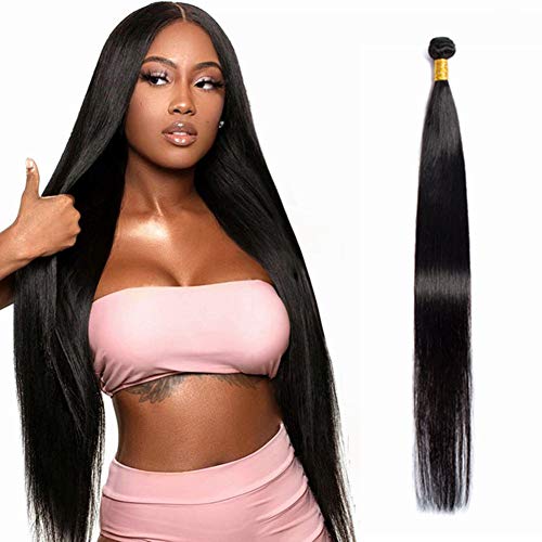 NUOF 8A Brazilian Straight Hair 1 Bundle (30 inch) 100% Unprocessed Brazilian Virgin Straight Hair Human Hair Natural Black 95-100 Gram
