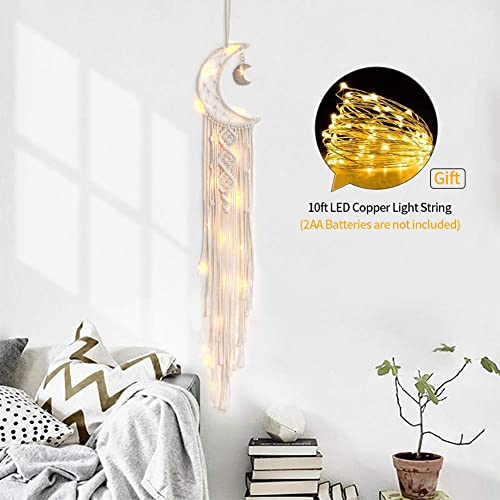 Khoyime Moon Dream Catcher Macrame Wall Hanging - Bohemian Home Decor Handmade Woven Decoration For Kids Room Home Wedding Ornament Craft Gift (Beige) #TOP2