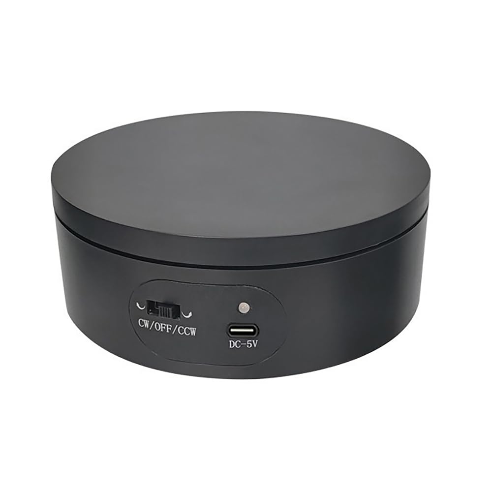 TopHomer Soporte de exhibición giratorio, plataforma giratoria eléctrica de 360°, carga de 5 kg, plataforma giratoria de 12 cm, base giratoria silenciosa para modelos de relojes de joyería (negro)