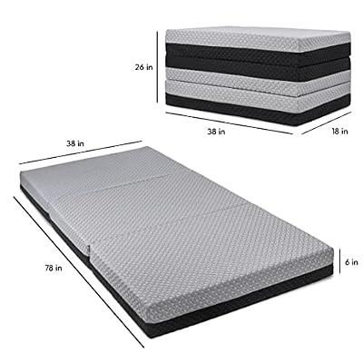 Milliard Dual Sided Premium Tri Folding Mattress, Memory Foam Foldable Mattress with Waterproof Washable Cover + Bonus Eye Mask Included