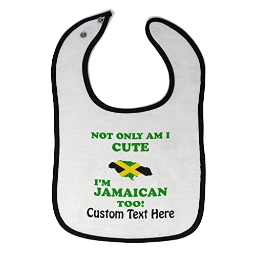 Custom Toddler & Baby Bibs Burp Cloths Not Only I Am Cute Not Only Am I Cute I'm Jamaican Too Cotton Baby Items for Baby Girl & Boy White Black Custom Text Here
