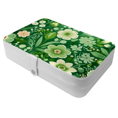 Cadeau idéal : étui bijoux voyage velours vert floral - 2