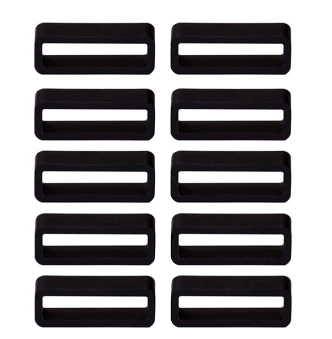 SBWC 16 mm Silicone rubber watch strap watch band loop/runner/keepers holder Retainer Loop Replacement - Black color Watch Band Loop Pack of 10