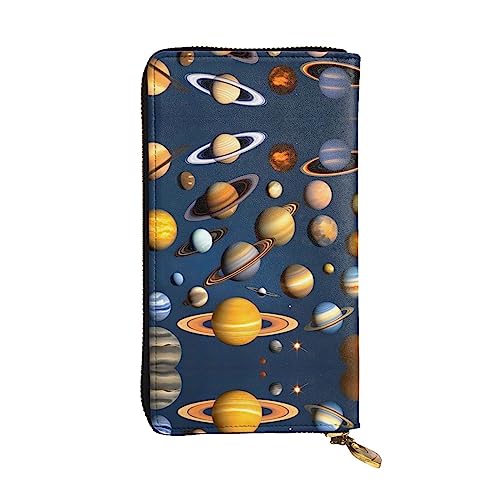 HerYng Solar System Planets Long Zip Clutch Wallet - Unisex Phone Case with Credit Card Slots, Coin Compartment, Cash Slot