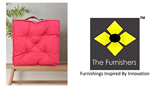 Image of Quilted Canvas Floor Cushion 40x40x8 CM with Cotton Filler for Seating, Patio Seat, Meditation, Yoga, Pooja, Guests, Living Room, Bedroom Solid Pink, Size 16x16x3 Inch
