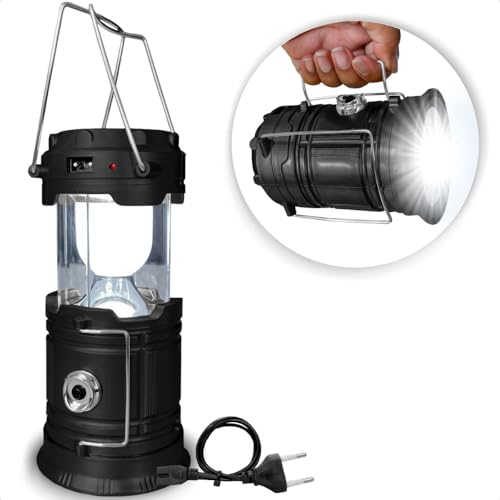 Lampião Retrô de Camping Lanterna LED 2 em 1 Recarregável com Luz Solar Luminária Portátil de Multiu