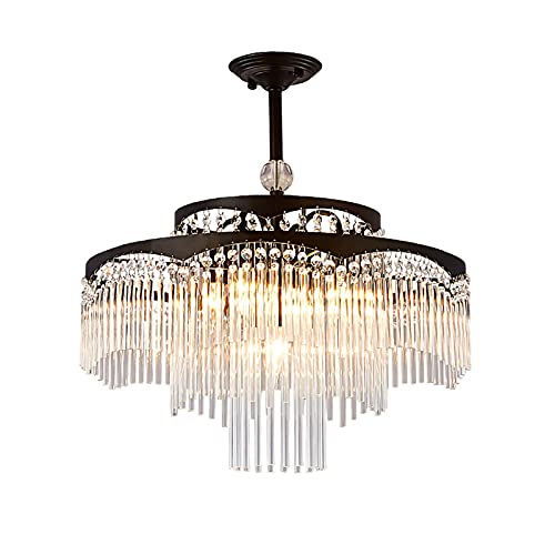 Lustre en cristal noir et fer forgé doré pour chambre | 45x55cm