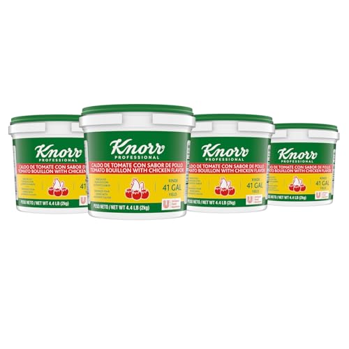 Image of Knorr Professional Caldo de Tomate, Tomato Bouillon with Chicken Flavor Granulated Base, Bouillon as a Base, Marinade, Flavor Enhancer, Shelf Stable Convenience, 0g Trans Fat, 4.4 lbs, Pack of 4