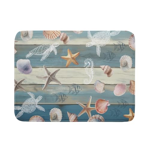 Giwawa Coastal Starfish Dish Drying Mat Summer Sea Turtle Drainer Rack Mat Absorbent Microfiber Kitchen Countertop Protector Dishes Pad 18x24 inch