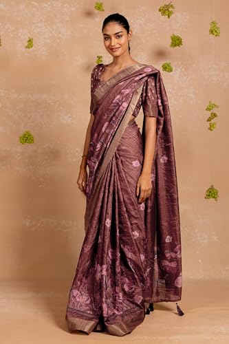 Image of MIRCHI FASHION Saree for Woman | Art Silk Floral Printed Ethnic Occasional Sari with Blouse