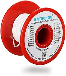 BNTECHGO 28 Gauge Silicone Wire Spool 100ft Ultra Flexible High Temp 200 Deg C 600V 28 AWG Silicone Wire 16 Strands Of Tinned Copper Wire 50ft Black and 50ft Red 2 Separate Wires Stranded Wire