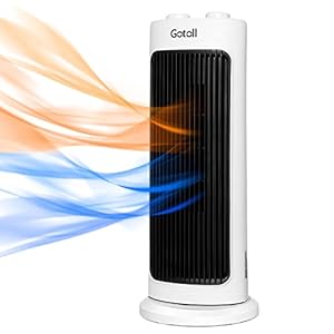 Gotoll Keramische ventilatorkachel met 3 standen, 2000 W elektrische verwarming, verticaal, energiebesparend, 45 graden oscillatie, snelverwarming, elektrische verwarming thermostaat, kantelbescherming, oververhittingsbeveiliging