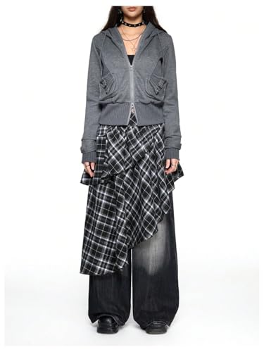 Verdusa Women's Y2k Plaid Asymmetrical Skirts Tiered Layered Going Out Outfits Ruffle Midi Skirt3