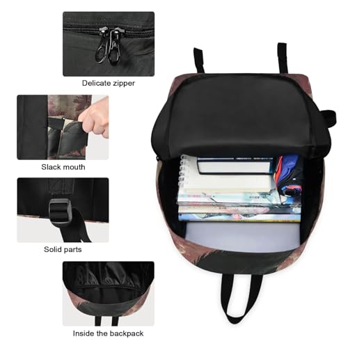 Elegant Crow Print Backpack Set with Lunch Bag, Large Capacity Travel Backpacks and Lunch Box Insulated for Commute Hiking Picnic3