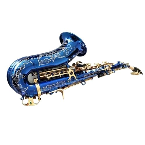 サックス ブルーカーブソプラノサックス B フラットブラスブラックゴールドサックス マウスピースケース付き