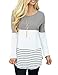 Sherosa Womens Tunic Dress Color Block Crewneck Patchwork Short Sleeve Comfy Loose Fit Tee Tops(Gray,L)
