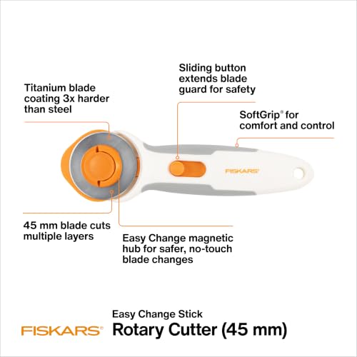 Fiskars 45mm Stick Titanium Easy-Change SoftGrip Rotary Cutter for Fabric - image 2