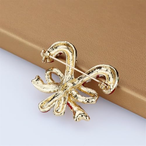 Image of Christmas Brooch Pins Crystal Christmas Tree Snowflake Jingle Bell Reindeer Enamel Brooches Holiday Party Gift for Women