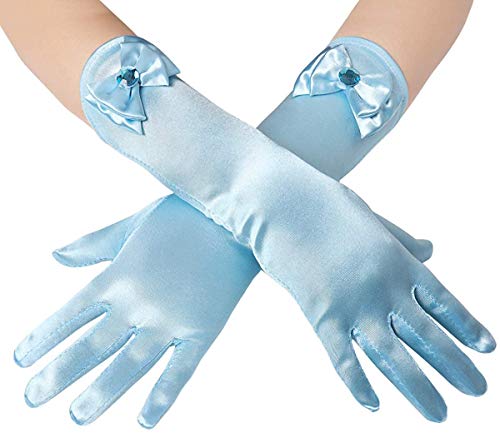 Image of FancyDressWale Girls Satin Long Gloves for Princess Dress Up Party With Bows