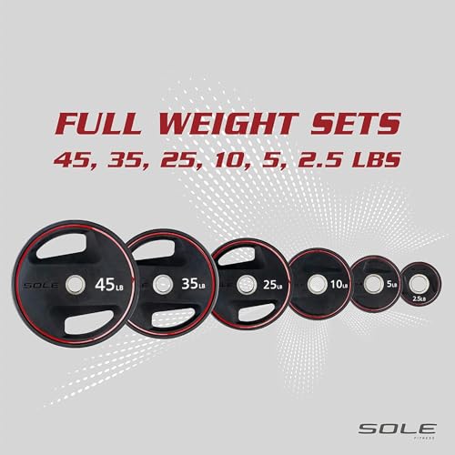 Image of SOLE Fitness Weight Plate Set, Home and Gym Exercise Equipment, Versatile Rubber-Coated Plates for Any Workout, Training, and Lifting, Designed for Easy Loading and Unloading for Olympic-sized Weight